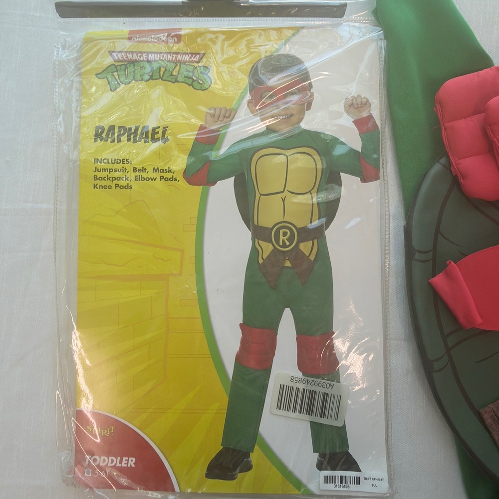 Spirit Raphael TMNT Costume Toddler 3T-4T Green Good Missing Pads Raphael